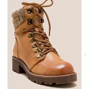 Mia Maylynn Moto Hiking Boot Knit Cuff Size 7